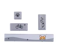 Little Gray Dog Pattern Mechanical Keyboard Keycaps Kit, PTB Keycaps for Mechanical Keyboard, Cute Animal Themed Space ESC Enter Numpad Enter Key Caps with Five - Sided Dyeing, Uni