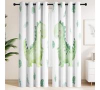 Little Green Dragon Blackout Curtains - Minimalist Seamless Cartoon Innocence Eyelet Curtains, 2 Window Curtain Panels for Kids Room & Bedroom
