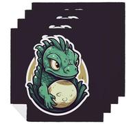 Little Green Dragon's Egg Cloth Napkins for Weddings, Reusable Dinner Napkins for Hotel, Washable Table Napkin for Restaurant, Soft Absorbent Napkin for Parties, Holiday 4 PCS