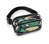 Little Green Dragon's Egg Fanny Pack Belt Bag with Adjustable Strap Fashion Waist Bag for Outdoor Sports Hiking, white, 20x13cm, Full Printed Waist Bag