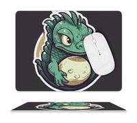 Little Green Dragon's Egg Mouse Pad for Office, Leather Mouse Mat with Non-Slip Base, Waterproof Desk Pad Protector for Home, Personalized Mouses Mat for Travel, Outdoor, 10" X 8"