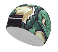 Little Green Dragon's Egg Swim Cap Unisex Adult Swimming Cap Non Slip Pool Hat Comfortable Durable Easy to Put On and Off Waterproof Swim Hat Keep Hair Dry