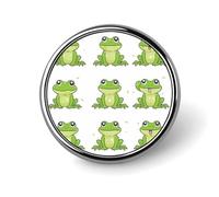 Little Green Frog Round Lapel Pin Women's Novelty Buttons & Pins Metal Badge Cute Brooch Retro Pinback Badge Fashion Bag Pins for Hat Backpacks Tie Suit Wedding Party Accessory, silver, Circular