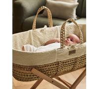 Little Green Sheep Furrow Knit Moses Basket & Mattress - Linen Linen