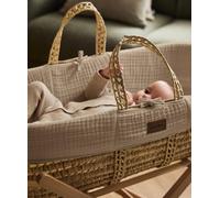 Little Green Sheep Muslin Moses Basket & Mattress - Truffle Truffle