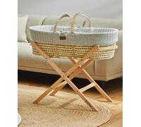 The Little Green Sheep Natural Knitted Moses Basket & Mattress - Dove