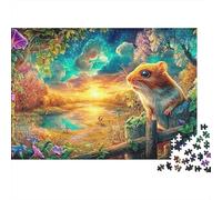 Little Guinea Pig Sits on Wooden Stump 1000-Piece Jigsaw Puzzle Cute Guinea Pig Brainteasing Challenge for All Ages 52x38cm/1000pcs