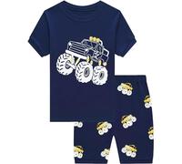 Little Hand Boys Toddler Pyjamas Monster Truck Short Sleeve Pjs Cotton Sleepwear Top Tshirt & Shorts Kids Summer Outfit Clothes Set Age 3-4 Years