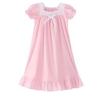 Little Hand Girls Nightdress Toddler Summer Nightie Flutter Dress Soft Cute Print Short Sleeve Sleep Dress for Kids Clothes (Pink, 11-12 Years)