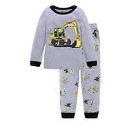 Little Hand Kids Pyjamas for Boys Pajama Set,Summer Boys Shorts Outfit,Kids 'Digger' Pjs, 3-4 Years, Grey 2