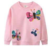 Little Hand Sweatshirt for Toddler Girls Butterfly Print Cotton Long Sleeve Toddler Casual Jumpers Top Kids Clothes Child Pullover Age 1-2 Year