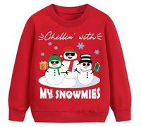 Little Hand Toddler Boys Christmas Sweatshirt Boys Snowman Long Sleeve Cotton Crewneck Jumpers Kids Chillin with My Snowmies Tops Pullover Age 3-4 Years