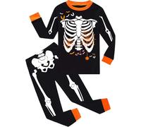 Little Hand Toddler Boys Halloween Pyjamas Set Kids Skeleton Glow in the Dark Pjs Sleepwear Halloween Outfits Toddler Clothes Age 6-7 Years