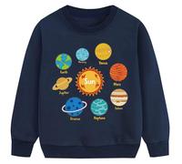 Little Hand Toddler Boys Sweatshirt Planet Jumper Long Sleeve Cotton Top Shirt Toddler Solar System Pullover Kids Clothes Age 1-2 Years