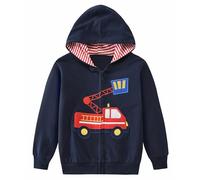 Little Hand Toddler Boys Zipper Hoodies Kids Fire Truck Jumper Zip up Hooded Sweatshirts Kids Hoody for Age 1-2 Years