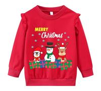 Little Hand Toddler Girls Christmas Sweatshirt Girls Snowman Reindeer Penguin Long Sleeve Cotton Crewneck Jumpers Kids Tops Pullover Age 7-8 Years
