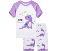 Little Hand Toddler Girls Pyjamas Cute Dinosaur Short Sleeve Pjs Set Cotton Pajamas Sleepwear Tops Tshirt & Shorts Kids Outfit Age 6-7 Years