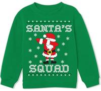 Little Hand Unisex Kids Christmas Sweatshirt Jumper for Boys Santa Claus Xmas Cotton Long Sleeve Tops Pullover Shirts Clothes, Green, 5-6 Years