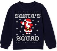 Little Hand Unisex Kids Christmas Sweatshirt Jumper for Boys Santa Claus Xmas Cotton Long Sleeve Tops Pullover Shirts Clothes, Navy Blue, 4-5 Years