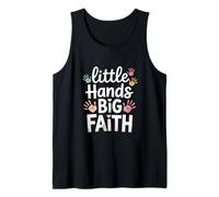 Little Hands Big Faith Christian Kids Theme Tank Top