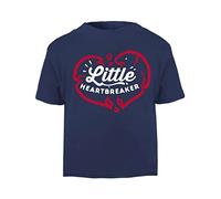 Little Heartbreaker Warning (Romantic Quotes for Couples, Anniversary) Short Sleeve Cotton Toddler t Shirt, 3-4 Years, Navy