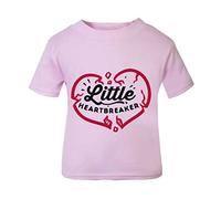 Little Heartbreaker Warning (Romantic Quotes for Couples, Anniversary) Short Sleeve Cotton Toddler t Shirt, 2-3 Years, Pastel Pink