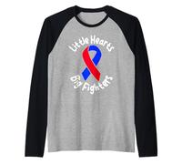 Little Hearts Big Fighters CHD Awareness Support Design Raglan Baseball Tee