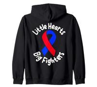 Little Hearts Big Fighters CHD Awareness Support Design Zip Hoodie