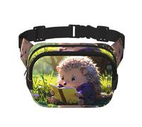 Little hedgehog reading Printed multifunctional waist bag, unisex trendy messenger bag, travel sports storage bag