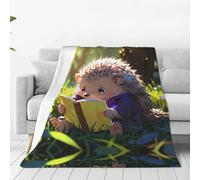 Little Hedgehog Reading Ultra-Soft Flannel Blanket - Home Sofa Blanket, nap Blanket, Camping Picnic mat - 40"x30"