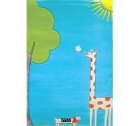 Little Helper 3D Childrens Play Rug in Cute Giraffe Design, Turquoise (100 x 150cm)