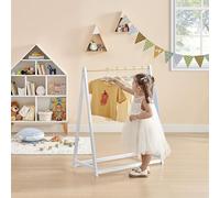 Little Helper Montessori Natural Wood Clothes Rail for Toddlers | Free-Standing Eco Solid White Painted Pine | Height 96 cm
