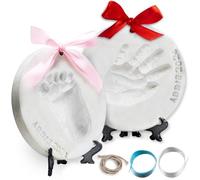 Little Hippo Baby Ornament Keepsake Kit (Newborn Bundle) - 2 Easels, 4 Ribbons & Letters! Handprint and Footprint Clay Casting Kit for Baby Shower Gifts, Boys & Girls