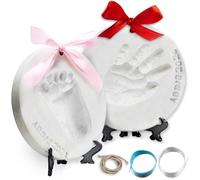 Little Hippo Baby Ornament Keepsake Kit (Newborn Bundle) 2 Easels, 4 Ribbons & Letters! Handprint and Footprint, Clay Casting Kit for Baby Shower Gifts, Boys & Girls