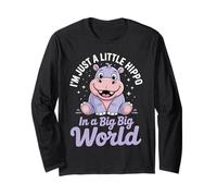 Little Hippo in A Big World Hippopotamus Cute Hippo Long Sleeve T-Shirt