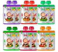 Little Inca Organic Baby Food Pouches Mixed Pack (6x100g) | 6 Flavours of Quinoa-based Dairy-Free Baby Pouches | 6 Months+ | Recyclable Plant-Based Veg & Fruit Pouches | Supports Gut/Cognitive Health