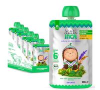 Little Inca Organic Baby Food Pouches The Joyful Green (6x100g) | Quinoa-based Dairy-Free Baby Pouch | 6 Months+ | Recyclable Plant-Based Veg & Fruit Pouches | Supports Gut/Cognitive Health