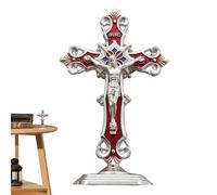 Little Jesus Figures,Desktop Christ Crucifix - Small Jesus Christ Ornament with Base for Home Religious Ceremony Prayer Decoration