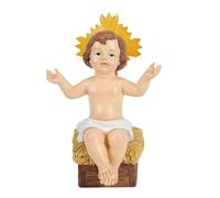 Little Jesus Figures,Luminous Resin Baby Jesus Figurine in Manger with Light - Collectible Christian Table Piece Figurines for Nativity Decoration for Church Office Holiday Believers Christmas