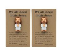 Little Jesus Pocket Prayer Figurine - A Tiny Reminder of Big Faith, Mini Jesus Figures with Scripture Cards, Religious Gifts for Christians, Church Events, Baptism, Easter Party Favor (2PCS)