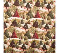 Little Johnny 100% Cotton 3D Felt Christmas Trees Fabric - 149cm Wide, 115gsm - Festive Sewing & Craft Material (Sold by Metre, Half Metre & 1M Precut) (Half Metre)