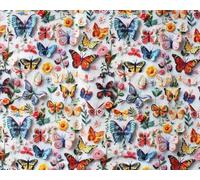 Little Johnny 100% Cotton Butterflies 3D Cotton 150cm Wide Digitally Printed Cotton Fabric Ideal for Crafting, Quilting, Sewing, Home Décor, Kid's Craft