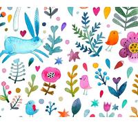 Little Johnny 100% Cotton Easter Forest Rabbit Digital Cotton Fabric (150x100cm) Wide Ideal for Crafts, Quilting, Dressmaking, Easter Projects, Sewing, Patchwork (Metre)