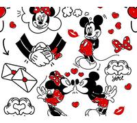 Little Johnny 100% Cotton Mickey Minnie Mouse Love Letters Disney Fabric 150cm Wide Children's Craft Fabric Material for Crafts, Quilting, Sewing, Dressmaking, Valentine's Day