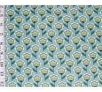Little Johnny 100% Cotton Retro Far Out Floral Cotton Fabric 150cm Extra Wide 100% Cotton Craft Fabric Material for Quilting, Clothing, Sewing (Turquoise)