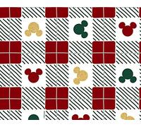 Little Johnny - Disney Christmas Check - Mickey & Minnie Fabric - 150cm Wide 100% Cotton Children's Fabric (Ideal for Christmas Quilting) (Metre), Multicolor