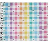 Little Johnny Love Hearts Check Gingham Cotton Fabric by The Metre 60'' Wide White Colour, 100% Cotton Craft Fabric Material for Crafts, Quilting, Sewing, Dressmaking, Valentine's Day