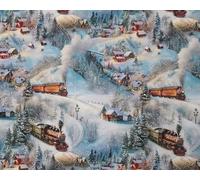 Little Johnny Train Scene Grey 100% Cotton 150cm Wide Digitally Printed Fabric for Children’s Wear, Quilts, Home Décor