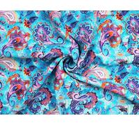 Little Johnny Turquoise Viscose Challis Dressmaking Fabric, 140cm / 56" Wide - per metre