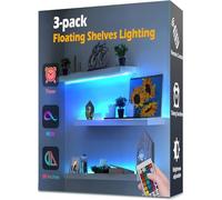 Little Joke 3-Pack Modern Shelf Lights, 20 Inch RGB LED Strip Lights with Remote, Color Change & Timer, Battery Operated, DIY for Bedroom, Kitchen, Living Room Decor